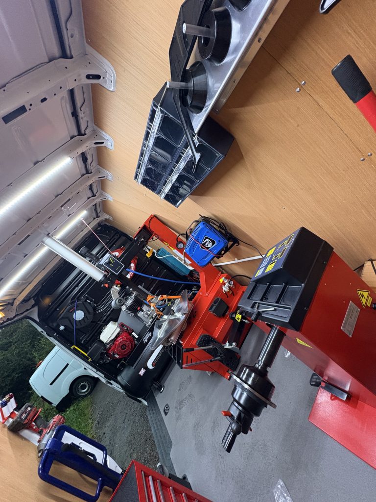 Fully equipped mobile tyre workshop in van